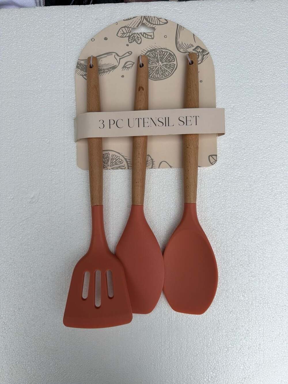 Phantom Chef 3 PC Silicone Utensil Set with 13-Inch Wooden Handles
